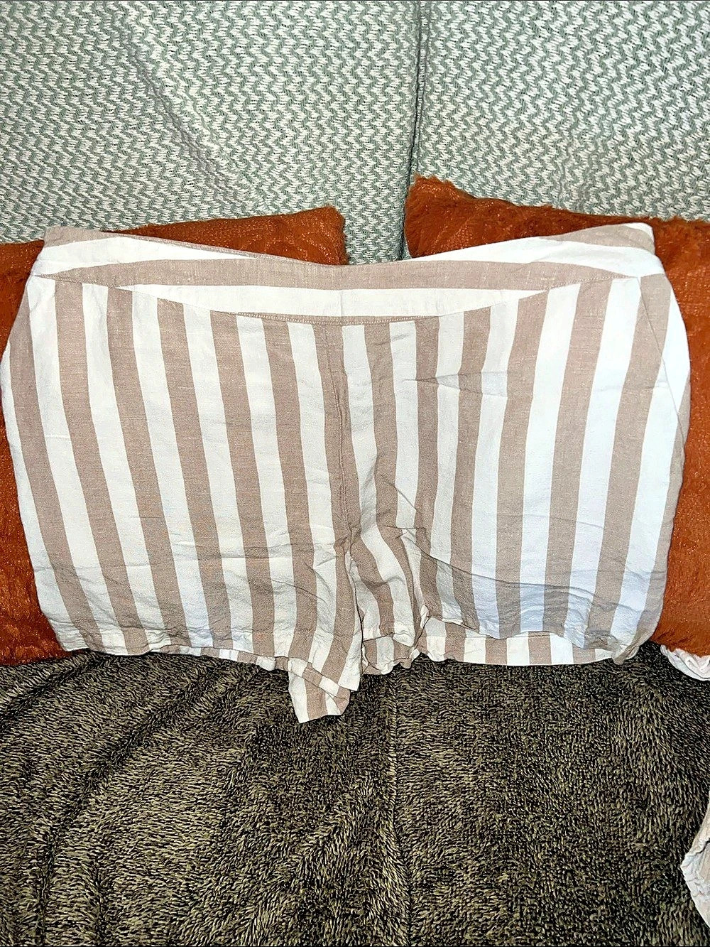 new day Striped High Waist Shorts Brown & White Size XL